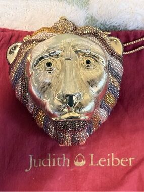 Judith Leiber Crystal Lion Head Miniaudière Swarovski Clutch with Full Set